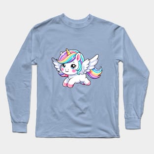 Cute Rainbow Tailed Unicorn Long Sleeve T-Shirt